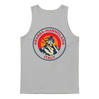 Vintage Skiing in Arabba-Marmolada Italy Sunset Unisex Tank Top - Ash – 1