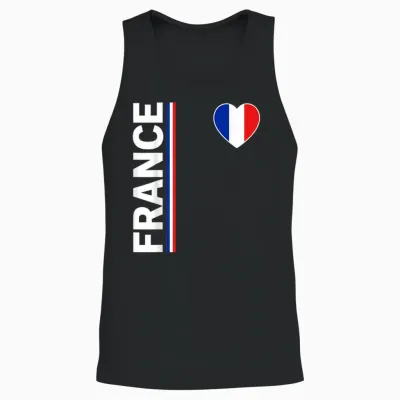 France Flag Heart Patriotic Pride French Unisex Tank Top - Black
