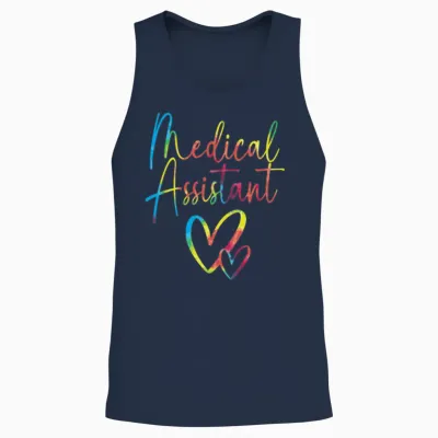 Retro Rainbow Clinical Medical Assistant Unisex Tank Top - Navy