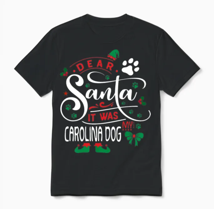 Carolina Dog Dog Christmas Dog Breed Unisex T-Shirt in Black