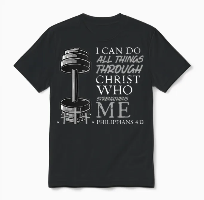 Can Do All Things Weightlifter Christian Gym Bible Verse Unisex T-Shirt in Black