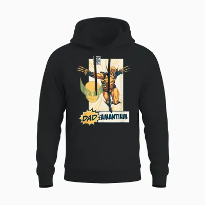 Marvel X-Men Wolverine Dad-Amantium Father's Day Retro Unisex Hoodie - Black