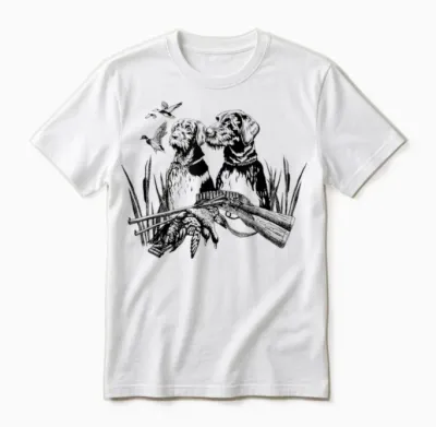 German Wirehaired Hunting Dog Hunter Dog Head Beard Retro Unisex T-Shirt - White