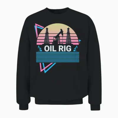 Oil Rig Retro Unisex Sweatshirt - Black