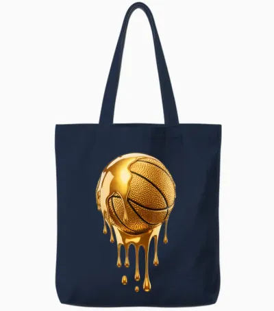 Gold Dripping Basketball Trendy Urban Respect the Drip Tote Bags - Navy
