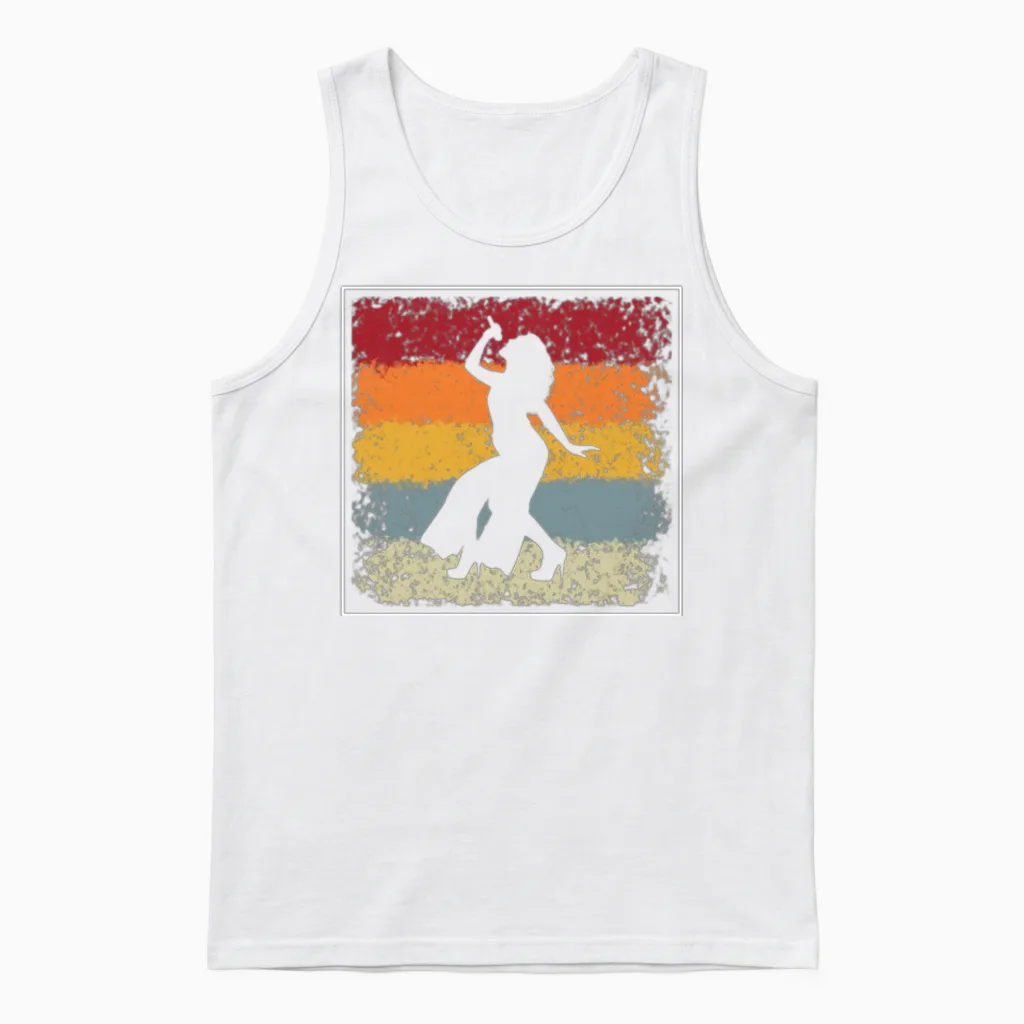 Singer Retro Unisex Tank Top in White