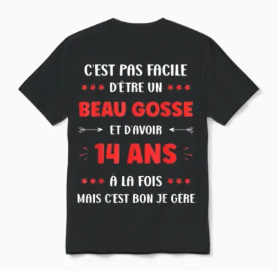 Humour Boy Teen 14 Years Old Handsome Kid Birthday 14 Years T-Shirt, Black, S Unisex T-Shirt - Black
