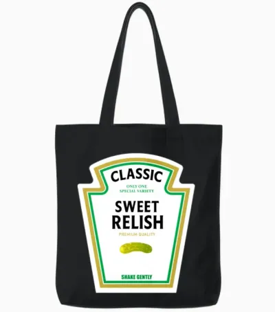 Sweet Relish Ketchup Costume Matching Mustard Tote Bags - Black