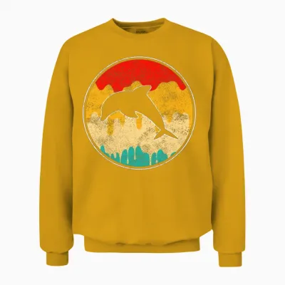 Dolphin Retro Unisex Sweatshirt - Gold
