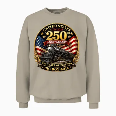 Big Boy 4014 Train 4th of July America 250th Anniversary Unisex Sweatshirt - Sand