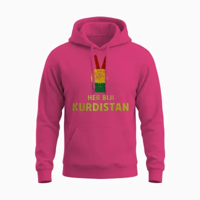 Her Biji Kurdistan Victory Sign Kurdish Unisex Hoodie - Heliconia