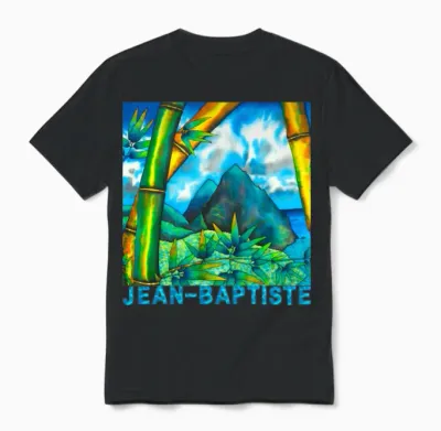 St. Lucia Pitons & Bamboo Unisex T-Shirt - Black