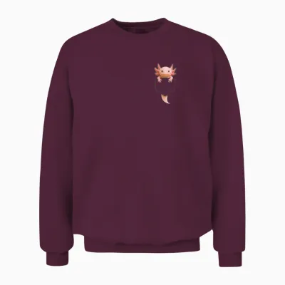 Cute Axolotl Pocket Funny Gifts for Men Women Teen Kid Unisex Sweatshirt - Maroon