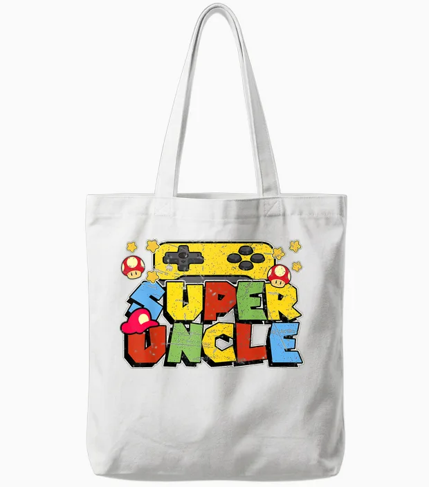 Gamer Super Uncle Funny for Uncle Tote Bags in White