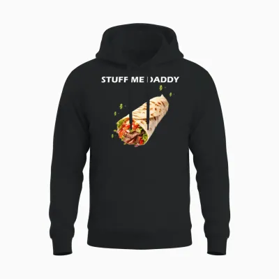 Stuff Me Daddy – Funny Burrito & Foodie Humor Desi Unisex Hoodie - Black