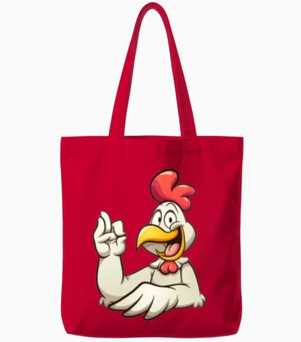 Funny Chicken Design Bird Lovers Gift Tote Bags in Red