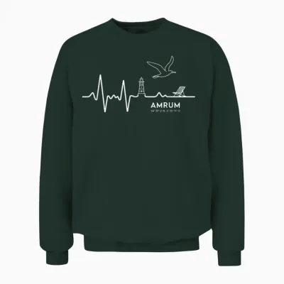 Amrum Nordsee Leuchtturm Möwe Herzschlag Reise Liebe Unisex Sweatshirt - Forest