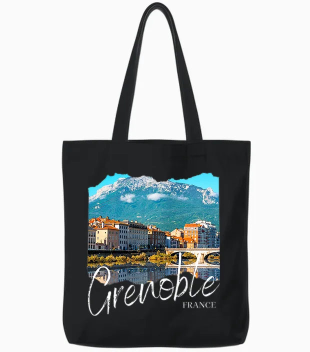France Grenoble T-Shirt Haut De Gamme Tote Bags in Black