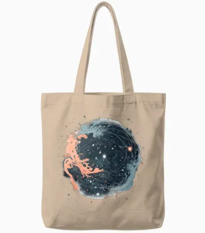 Celestial Night Sky with Constellations and Shooti Tote Bags - Natural