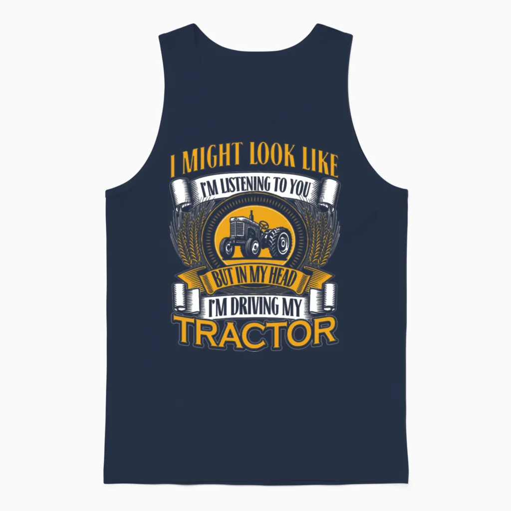 Driving My Tractor - Farm & Country Unisex Tank Top in Navy