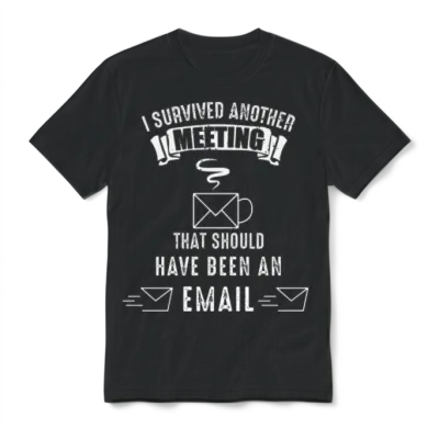 Office Worker Survived Meeting Email Coffee Unisex T-Shirt - Black