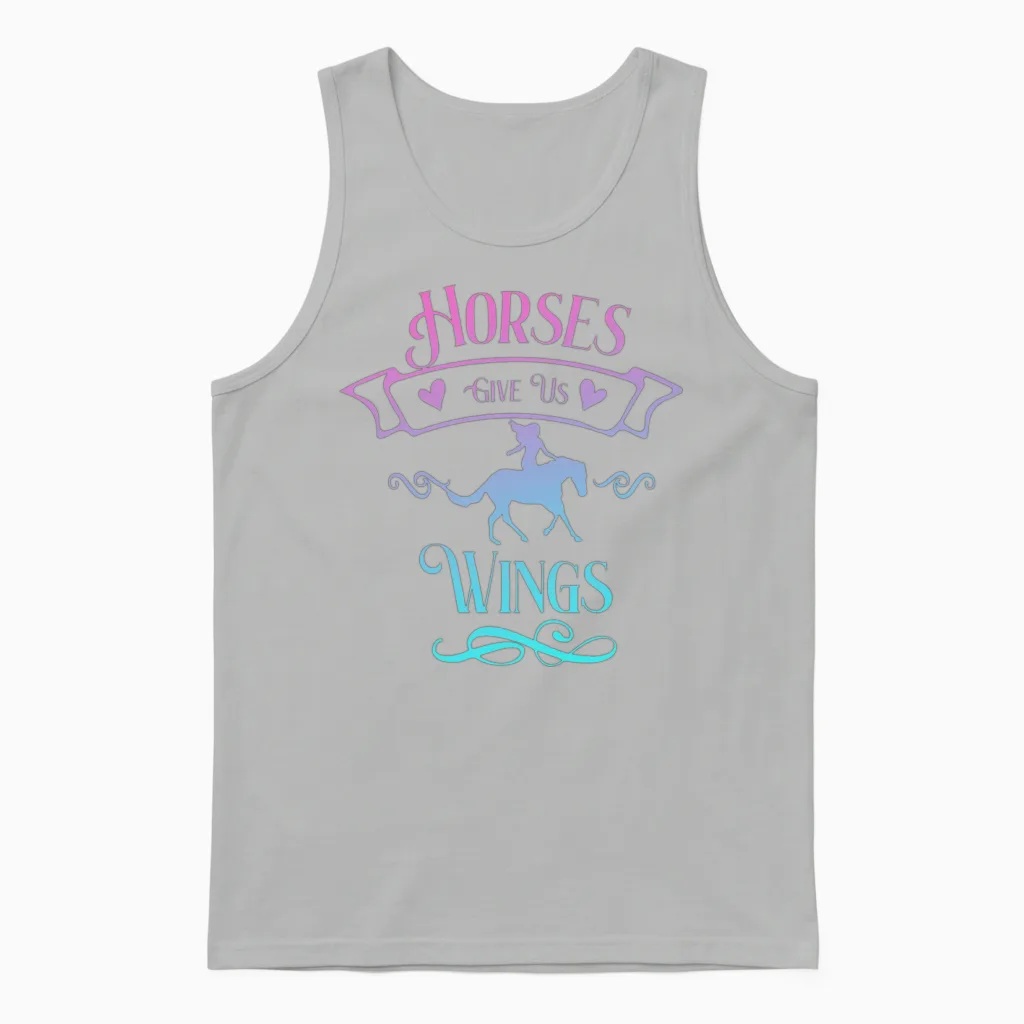 Horses Give Us Wings Funny Horse Equestrians Unisex Tank Top in Ash