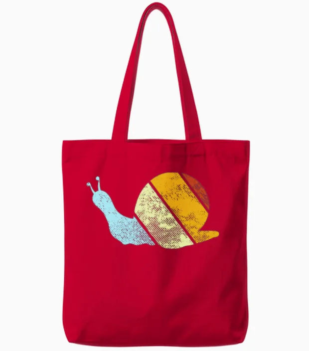 Snail Retro Tote Bags in Red