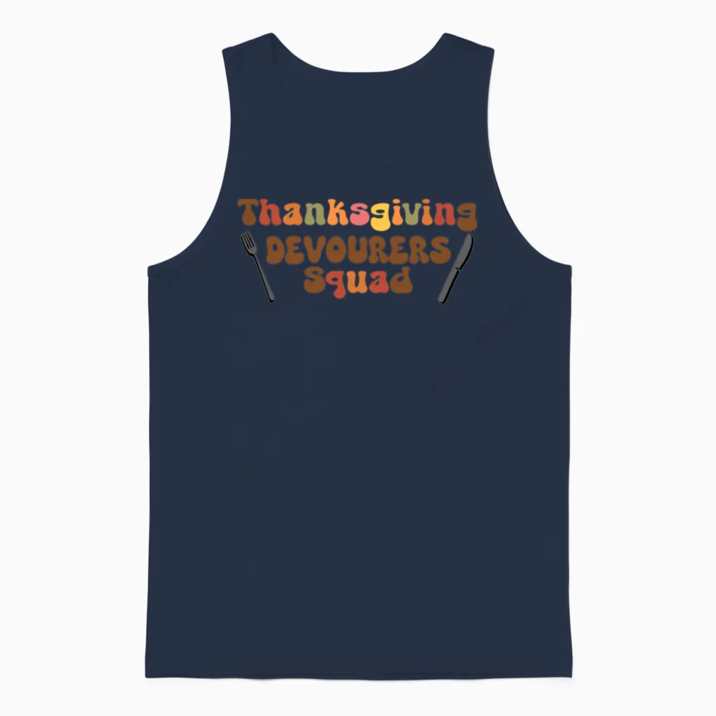 Funny Thanksgiving | Thanksgiving Devourers Squad Unisex Tank Top in Navy