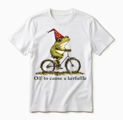 Off to Cause a Kerfuffle Frog Funny Weirdcore Sayings Unique Unisex T-Shirt - White