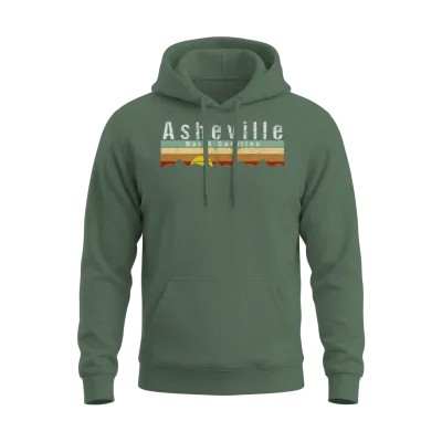 Retro Vintage Asheville Nc Unisex Hoodie - Military Green