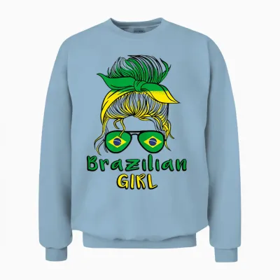 Brasilianisches Mädchen Brasilien Mädchen Brasilien Frauen Flagge Unisex Sweatshirt - Light Blue