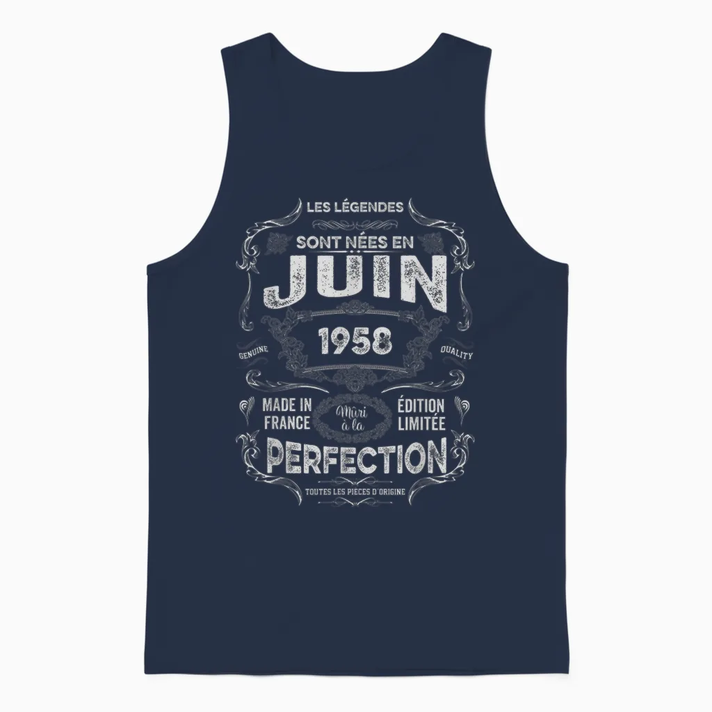 Les Légendes Sont Nées En Juin 1958 68e Anniversaire Unisex Tank Top in Navy