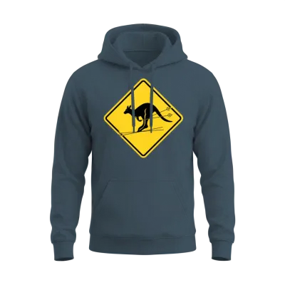 Skiing Kangaroo Warning Unisex Hoodie - Dark Heather