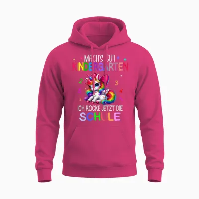 Kinder Ich Rocke Jetzt Die Schule Kita Abgänger Schulanfang Einhorn Unisex Hoodie - Heliconia