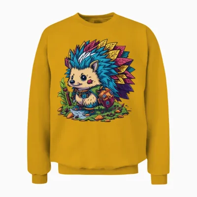 Hiking Hedgehog Unisex Sweatshirt - Gold