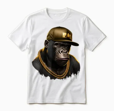 Cool Gorilla Rapper Hip Hop Gangster T-Shirt, Black Unisex T-Shirt - White