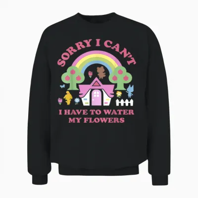 Animal Crossing Sorry I Can't I Have to Water My Flowers Unisex Sweatshirt - Black