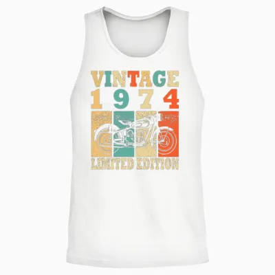 Motorcycle Vintage 1974 Birthday Moped Unisex Tank Top - White