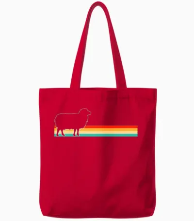 Sheep Retro Tote Bags - Red