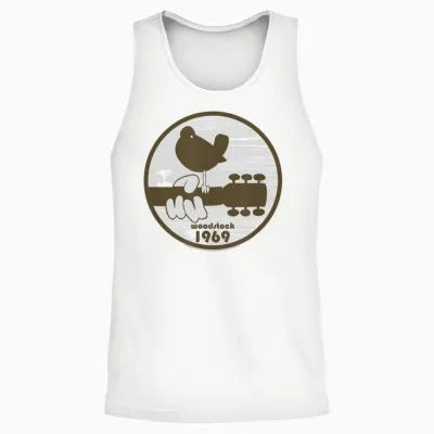 Woodstock - Bird Logo 1969 T-Shirt, White Unisex Tank Top - White