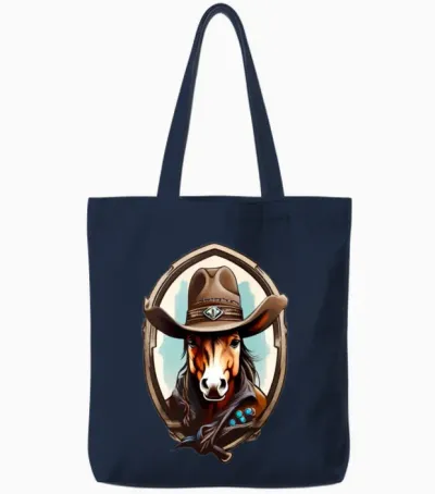 Captain Horse Tote Bags - Navy