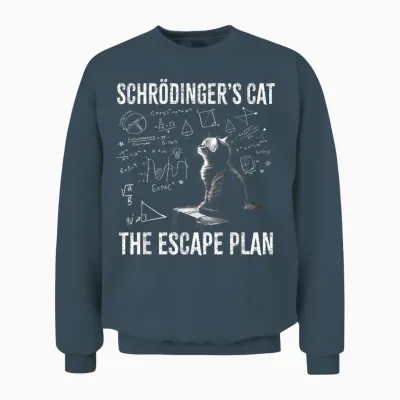 Schrödinger's Cat the Escape Plan Funny Scientist & Teacher T-Shirt, Black, S Unisex Sweatshirt - Dark Heather