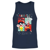 Looney Tunes Naughty or Nice Christmas Unisex Tank Top - Navy – 2