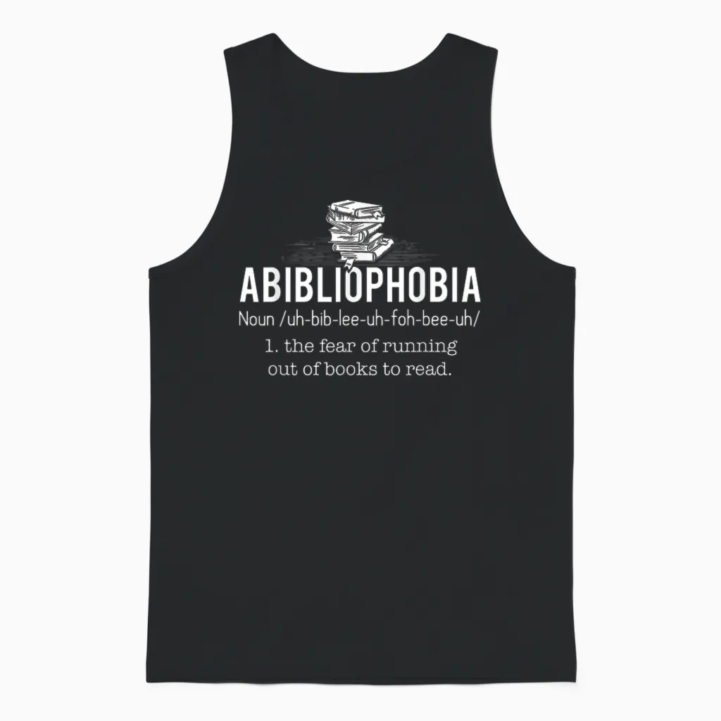 Abibliophobia - Funny Reading Bookworm Reader Gift Unisex Tank Top in Black