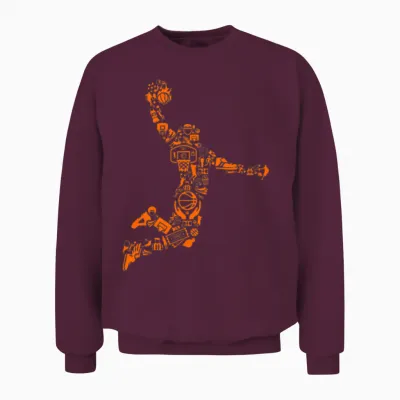 Basketball Player Slam Dunk Cool Design Unisex Sweatshirt - Maroon
