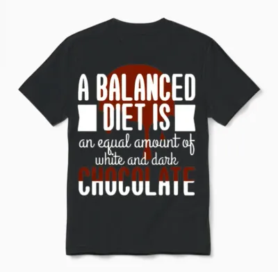 White Dark Chocolate Balanced Diet Unisex T-Shirt - Black