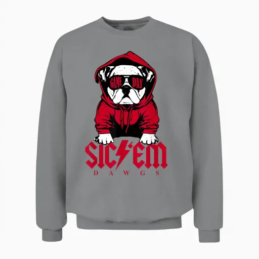 Funny Sic Em Dogs School Spirit for Men Women Unisex Sweatshirt - Sport Grey