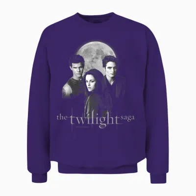 Twilight Saga Black & White Photo Jacob, Bella, Edward Movie Unisex Sweatshirt - Purple