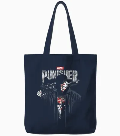 Marvel the Punisher Frank Castle Vigilante T-Shirt Small Tote Bags - Navy