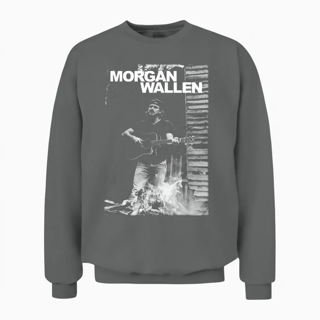 Official Morgan Wallen Guitar Photo Unisex Sweatshirt in Graphite Heather